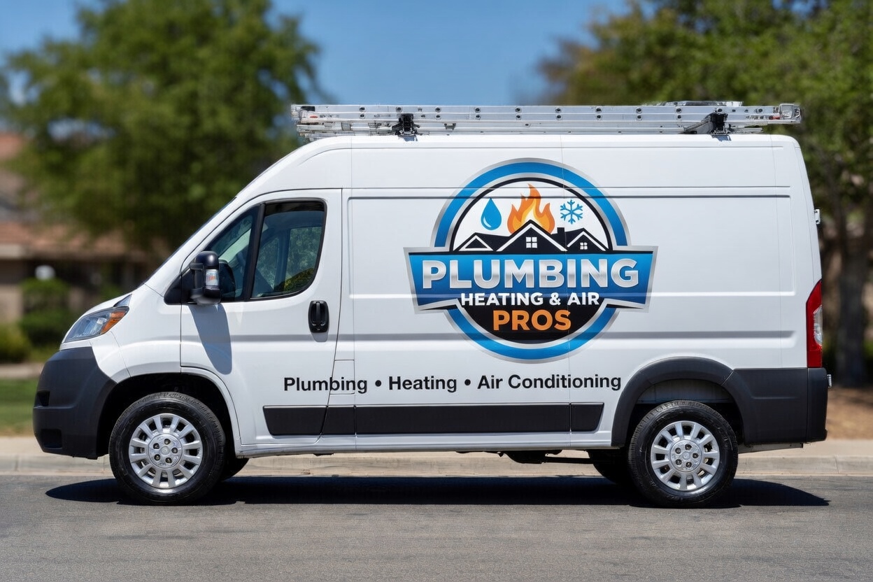 Local plumbing heating and air service van serving Goleta